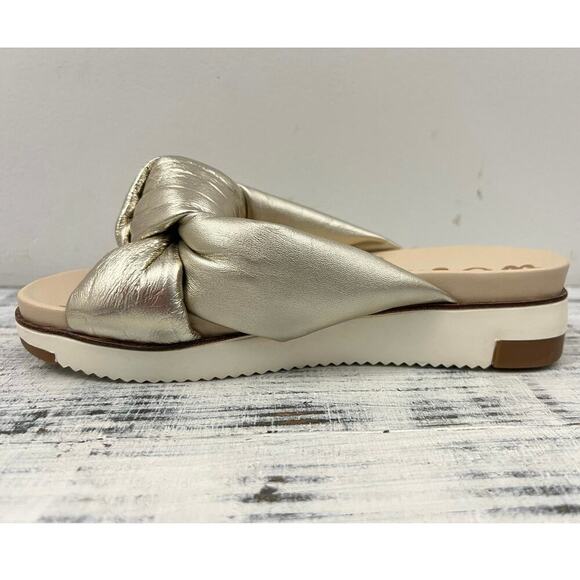 Sam Edelman Women’s Sz 5 Agatha Puffy Knot Slip On Sandals, Gold Slide - Picture 8 of 12